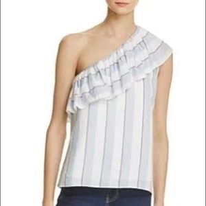 Parker Striped One-Shoulder Blouse